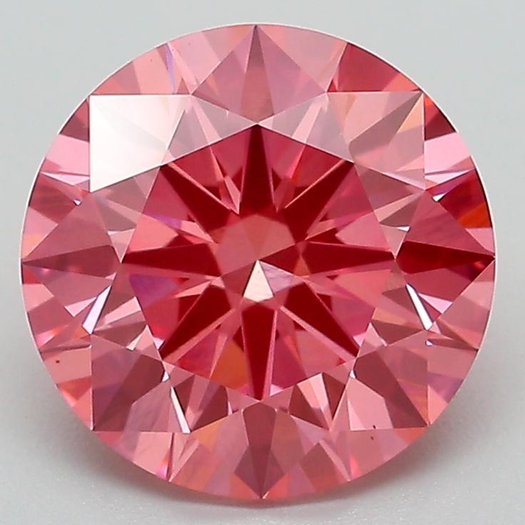 3.06 Ct. Fancy Vivid Pink Round Lab Grown Diamond