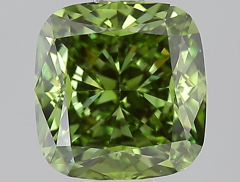 2.50 Ct. Fancy Vivid Green Cushion Lab Grown Diamond