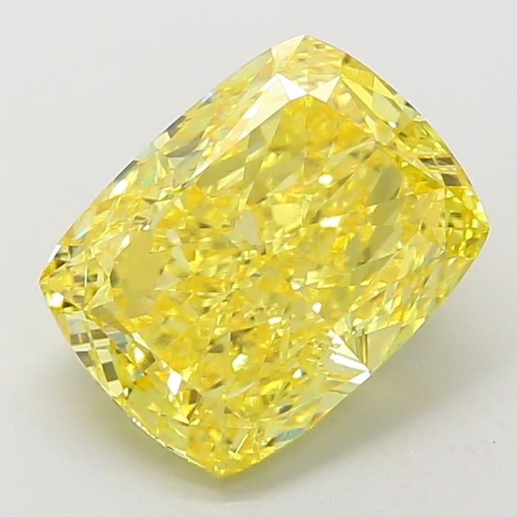 4.41 Ct. Fancy Vivid  Yellow Cushion Lab Grown Diamond