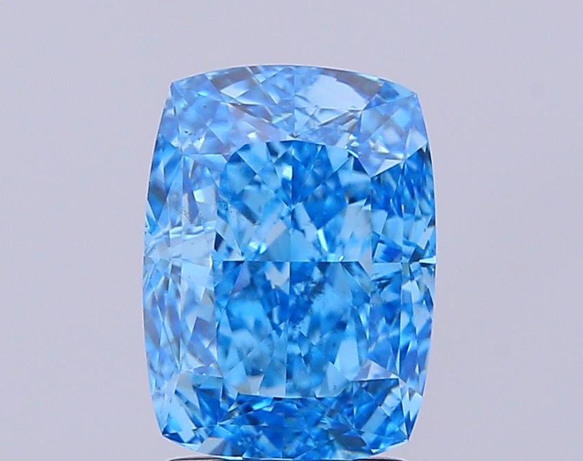 3.02 Ct. Fancy Vivid  Blue Cushion Lab Grown Diamond