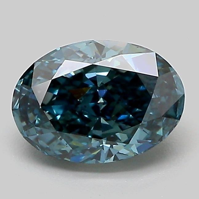 1.22 Ct. Fancy Vivid Greenish Blue Oval Lab Grown Diamond