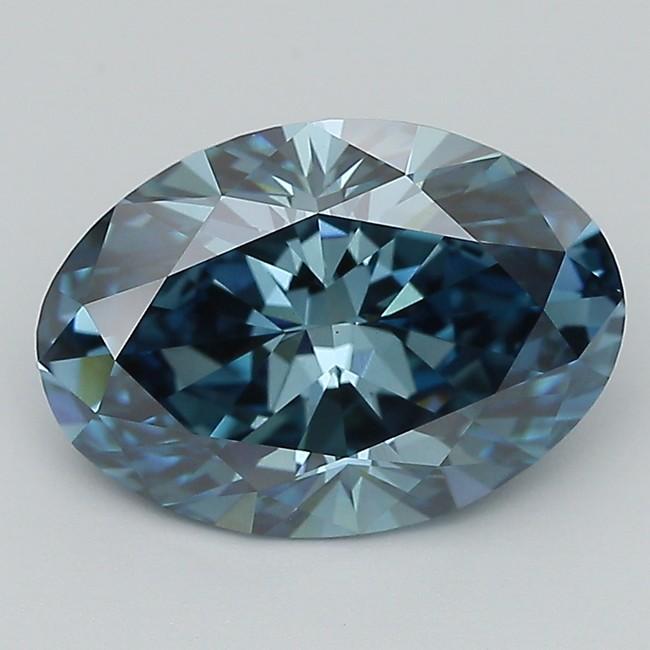 5.06 Ct. Fancy Vivid  Blue Oval Lab Grown Diamond