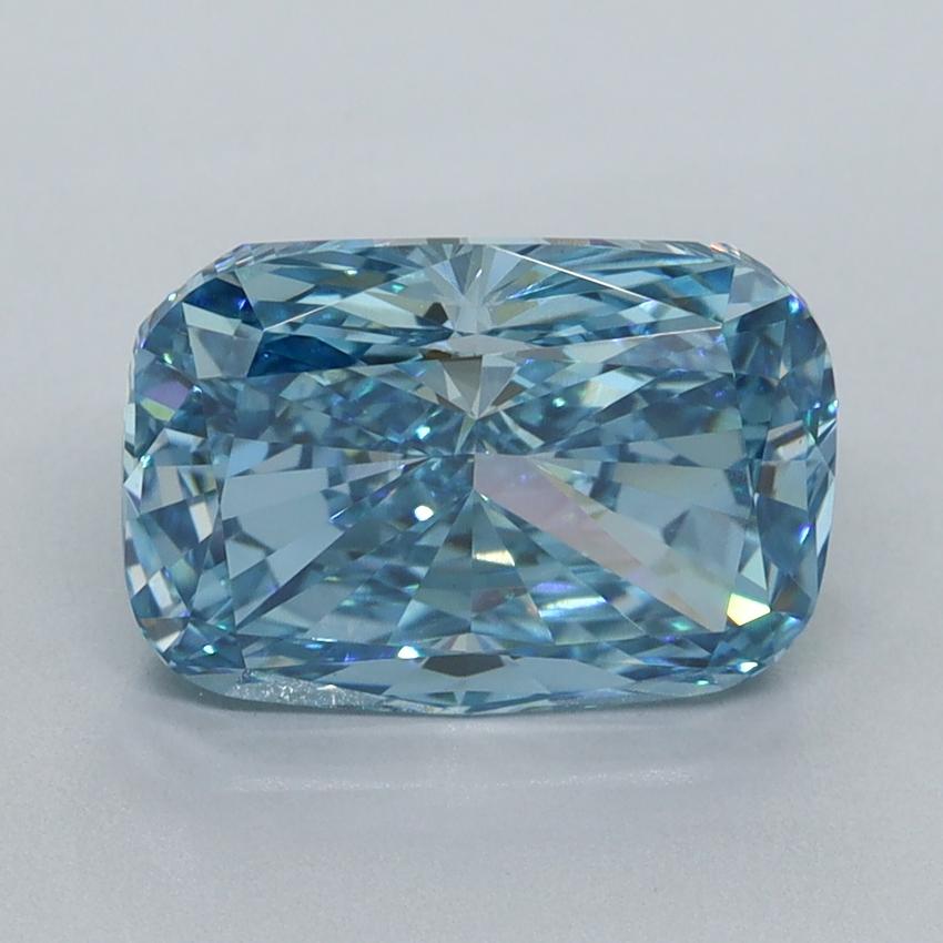 3.04 Ct. Fancy Vivid Malibu Blue Cushion Lab Grown Diamond