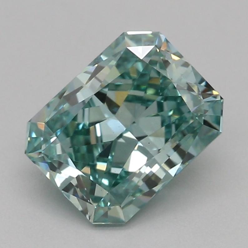 1.06 Ct. Fancy Vivid Bluish Green Radiant Lab Grown Diamond