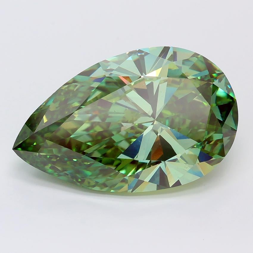 10.04 Ct. Fancy Vivid Green Pear Lab Grown Diamond