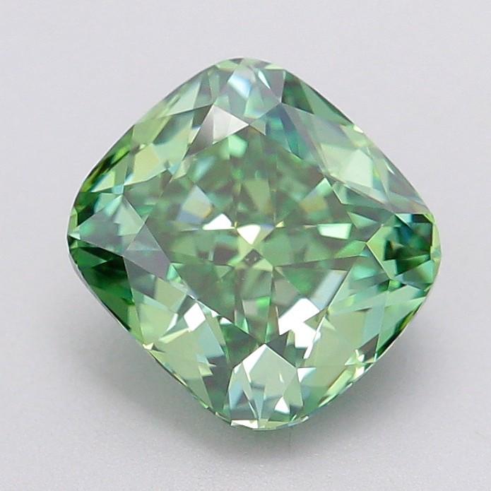 2.07 Ct. Fancy Vivid Green Cushion Lab Grown Diamond