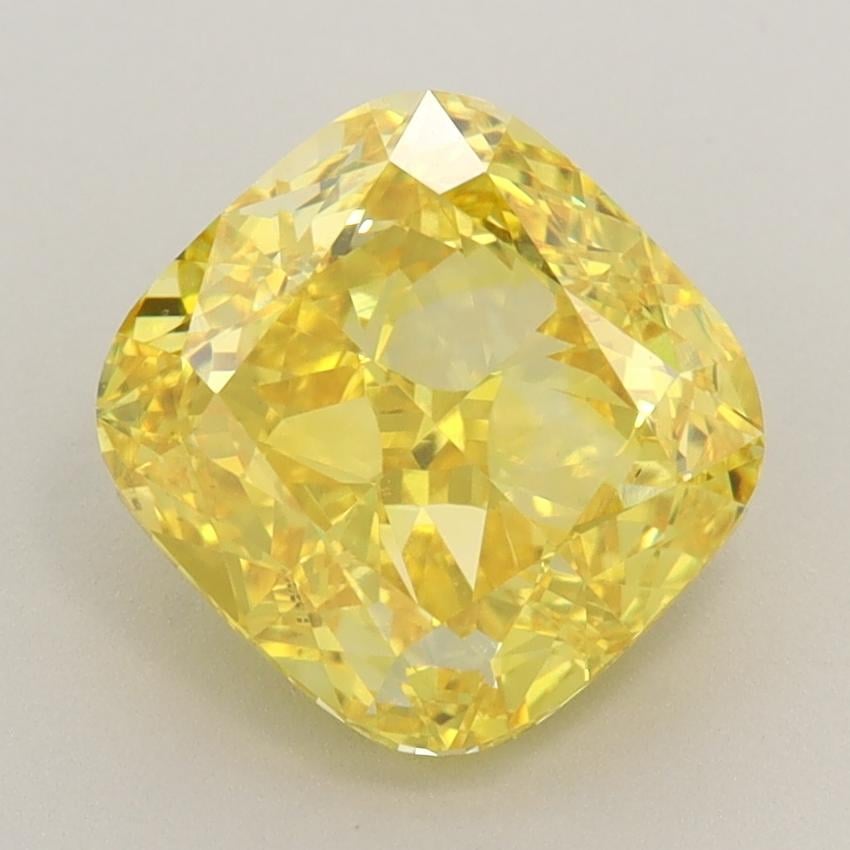2.70 Ct. Fancy Vivid  Yellow Cushion Lab Grown Diamond