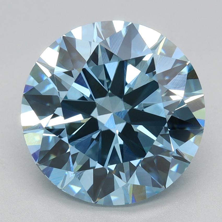 3.15 Ct. Fancy Vivid Blue Round Lab Grown Diamond
