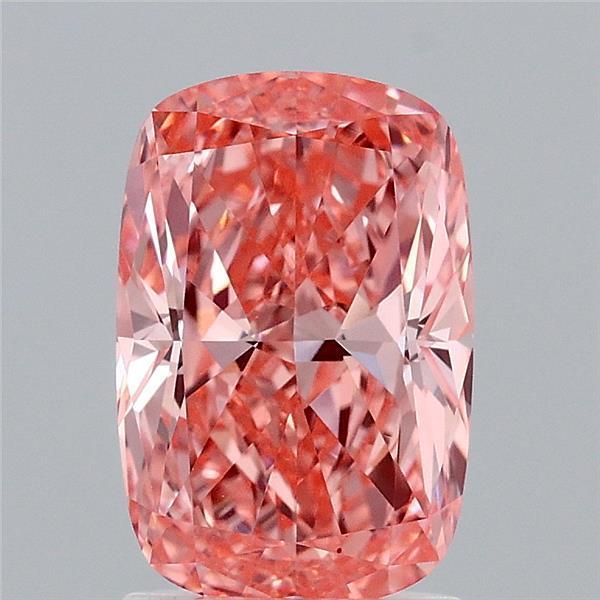 1.97 Ct. Fancy Vivid Orangy Pink Cushion Lab Grown Diamond