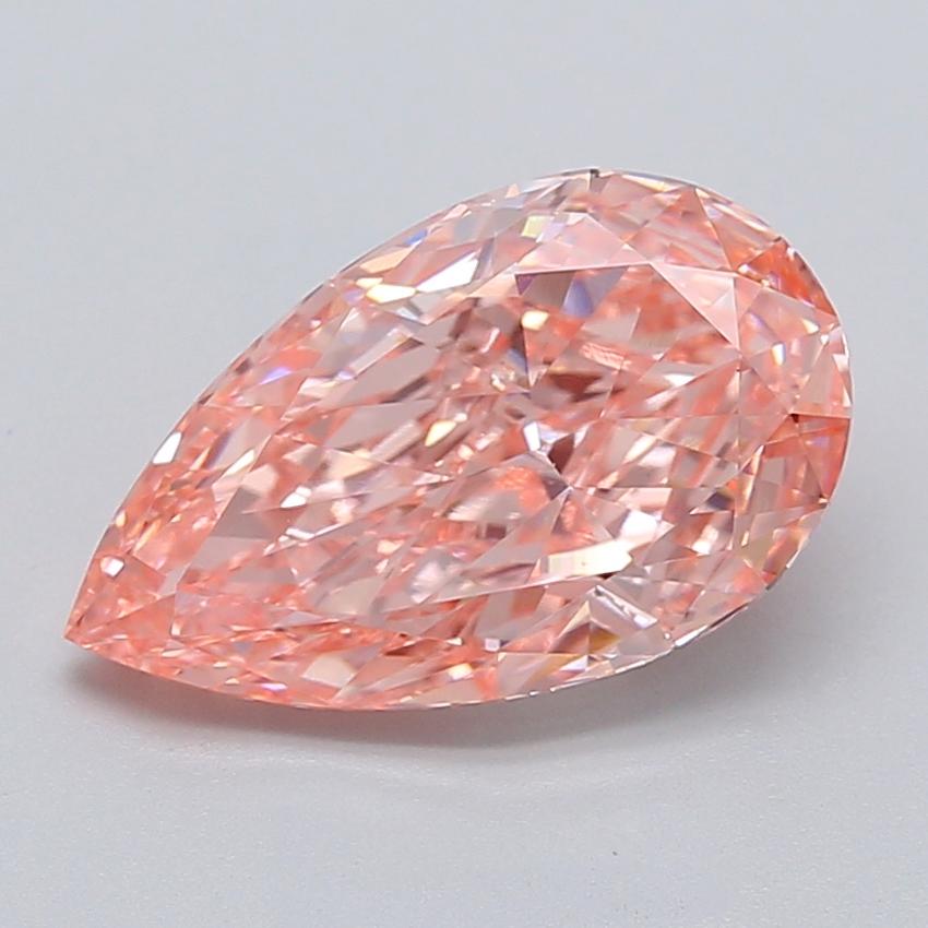 4.09 Ct. Fancy Vivid  Pink Pear Lab Grown Diamond