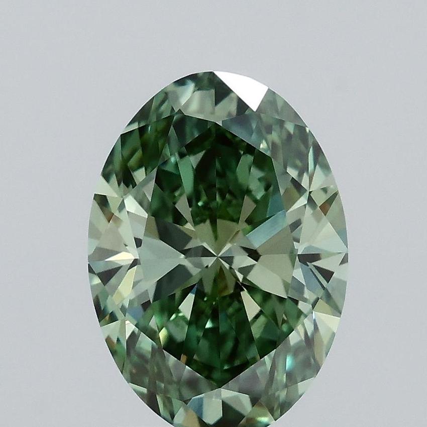 2.09 Ct. Fancy Vivid Green Oval Lab Grown Diamond