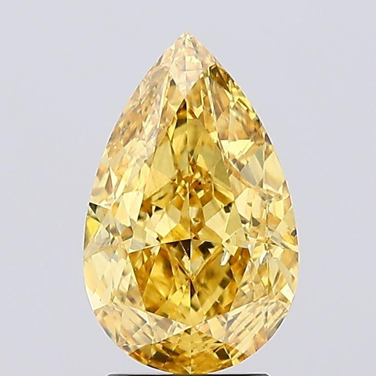 3.05 Ct. Fancy Vivid  Yellow Pear Lab Grown Diamond