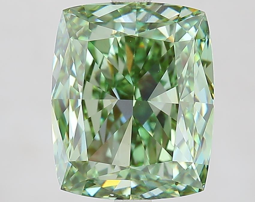 5.05 Ct. Fancy Vivid New_Mst Green Cushion Lab Grown Diamond