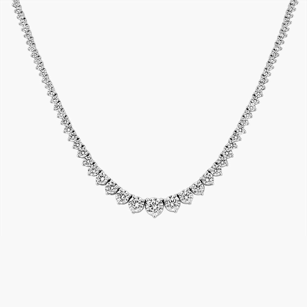 Gracelyn Round Lab Grown Diamond and Pink Sapphire 4.63 ctw Women Prong Set  Adjustable Tennis Necklace 14K Rose Gold | TriJewels