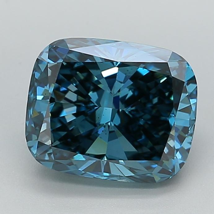 4.04 Ct. Fancy Vivid  Blue Cushion Lab Grown Diamond
