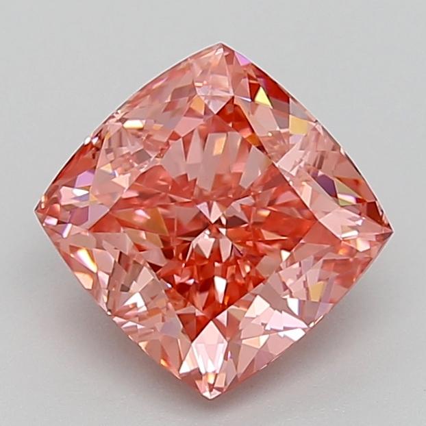 3.04 Ct. Fancy Vivid  Pink Cushion Lab Grown Diamond