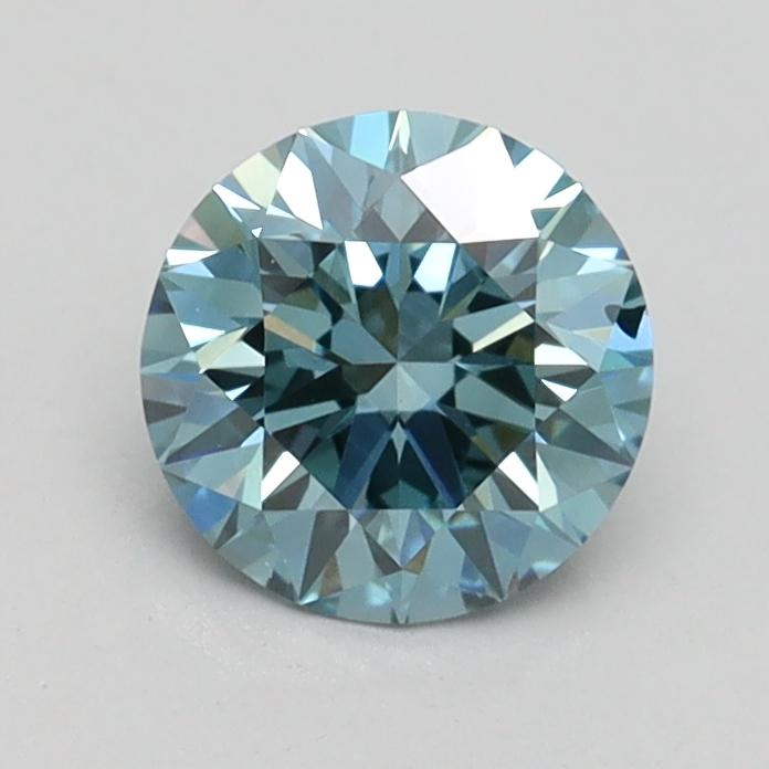 0.92 Ct. Fancy Vivid Greenish Blue Round Lab Grown Diamond