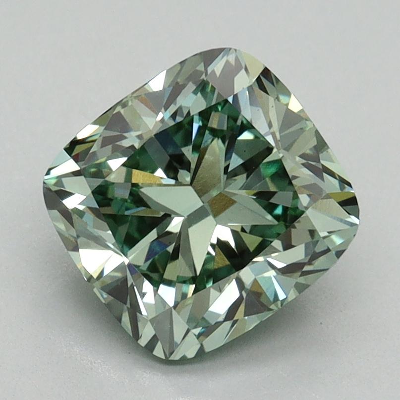 2.00 Ct. Fancy Vivid Green Cushion Lab Grown Diamond