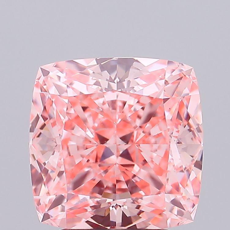 4.12 Ct. Fancy Vivid Pink Cushion Lab Grown Diamond