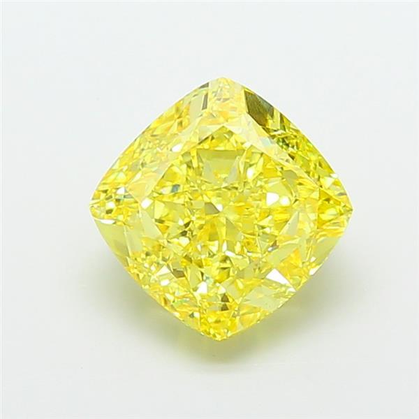 6.01 Ct. Fancy Vivid Yellow Cushion Lab Grown Diamond