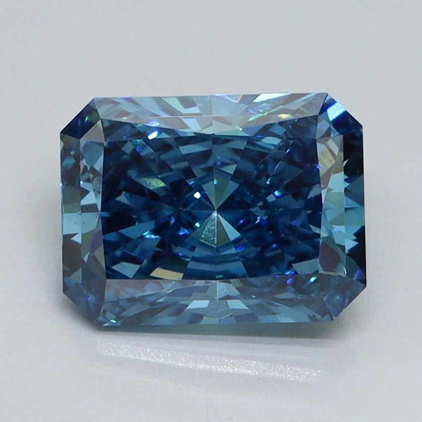 2.12 Ct. Fancy Vivid Malibu Blue Radiant Lab Grown Diamond