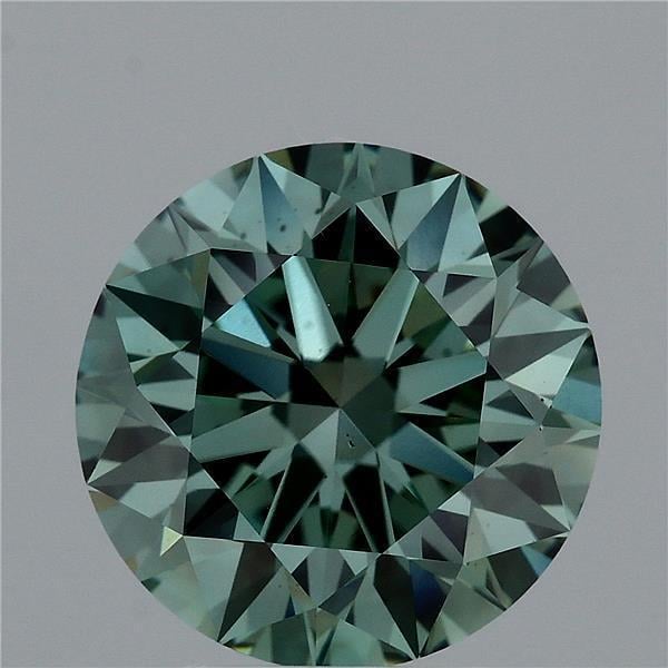4.14 Ct. Fancy Vivid Bluish Green Round Lab Grown Diamond