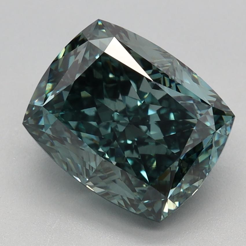 2.58 Ct. Fancy  Intense Green Cushion Lab Grown Diamond