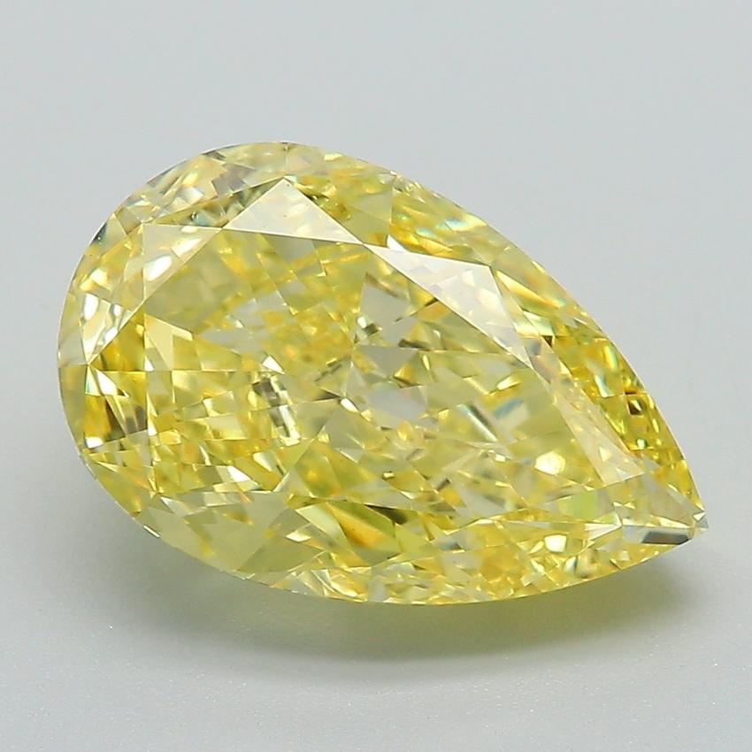 4.55 Ct. Fancy Vivid Yellow Pear Lab Grown Diamond