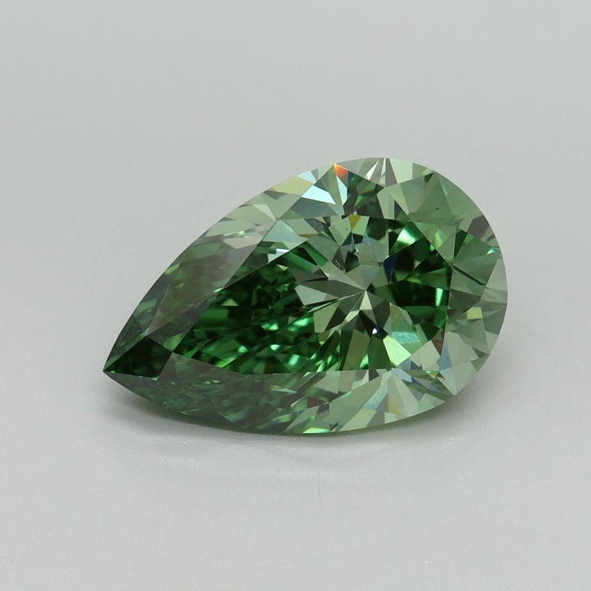 3.02 Ct. Fancy Vivid Green Pear Lab Grown Diamond