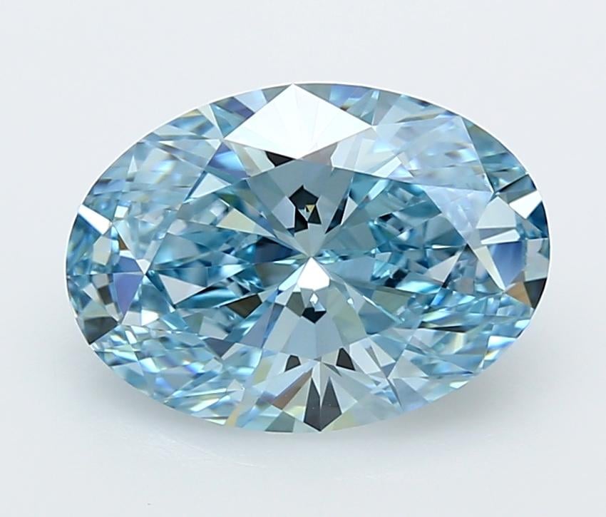 4.05 Ct. Fancy Vivid  Blue Oval Lab Grown Diamond