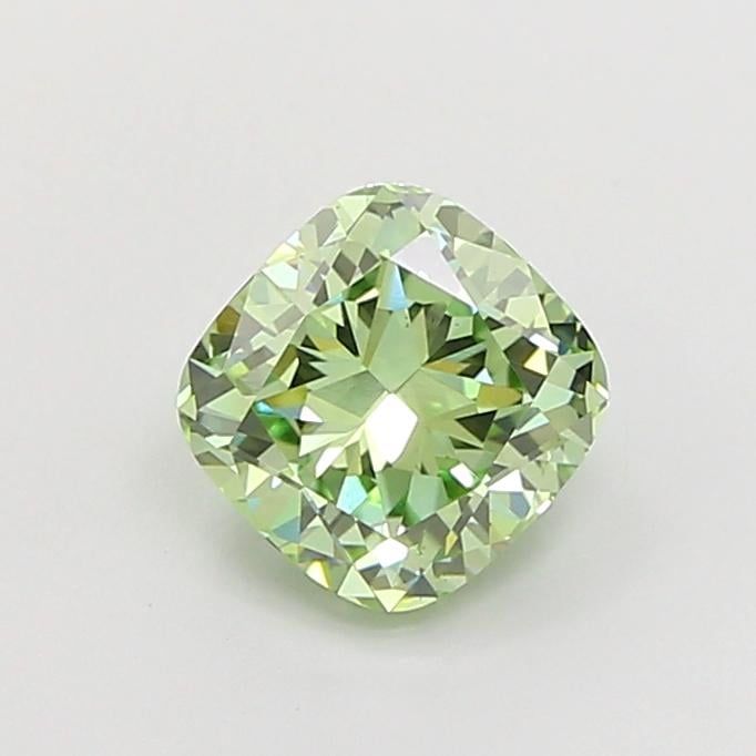 1.53 Ct. Fancy Vivid Green Cushion Lab Grown Diamond