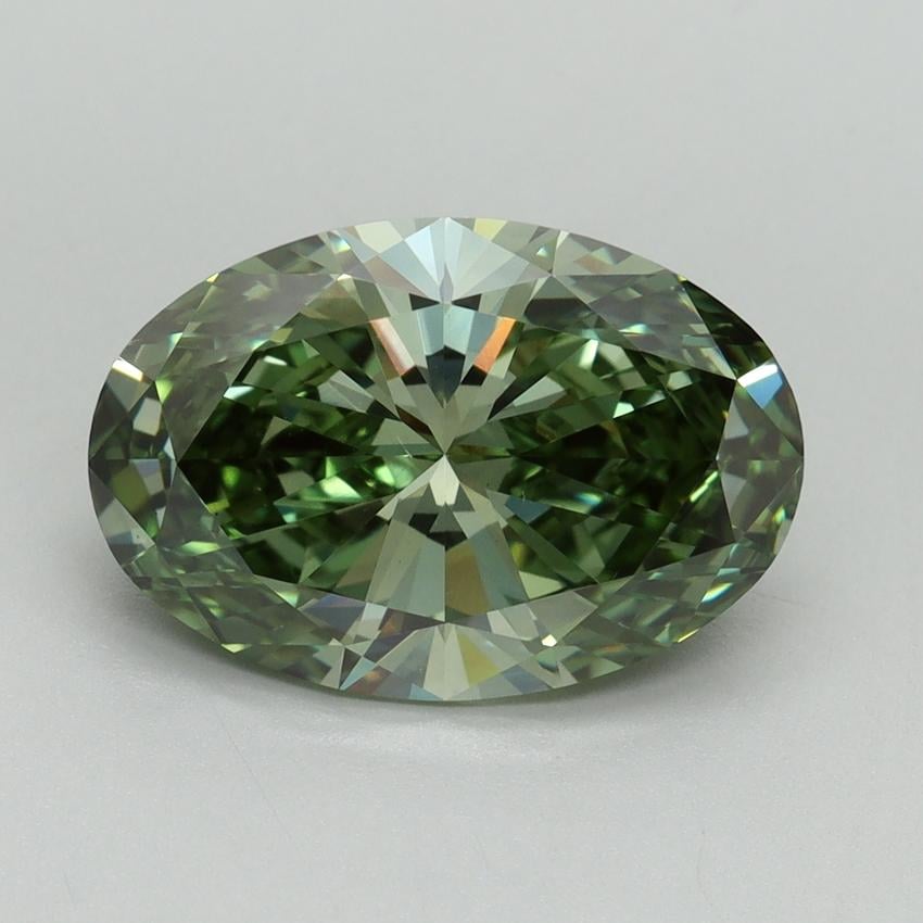 4.03 Ct. Fancy Vivid Green Oval Lab Grown Diamond