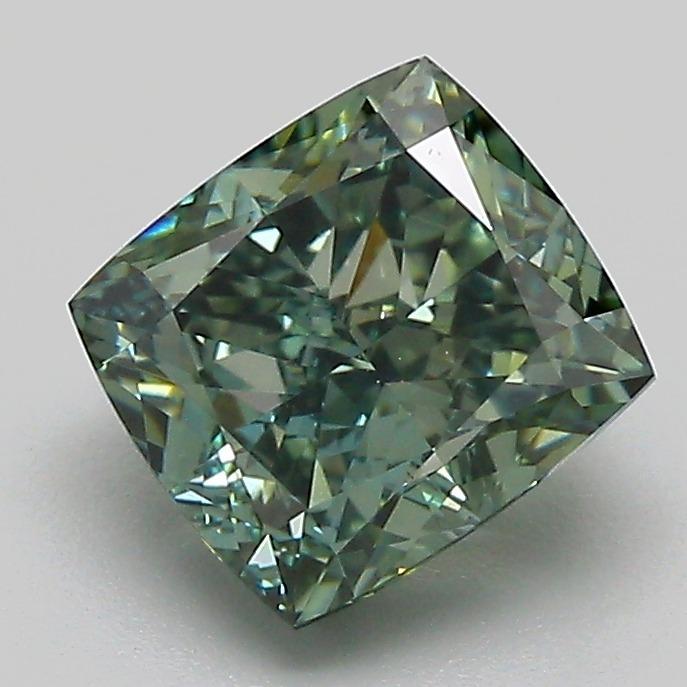 1.87 Ct. Fancy Intense Greyish Green Cushion Lab Grown Diamond