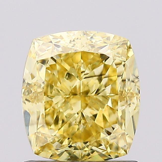 1.29 Ct. Fancy Vivid Yellow Cushion Lab Grown Diamond