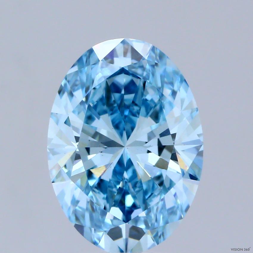 2.82 Ct. Fancy Vivid Blue Oval Lab Grown Diamond