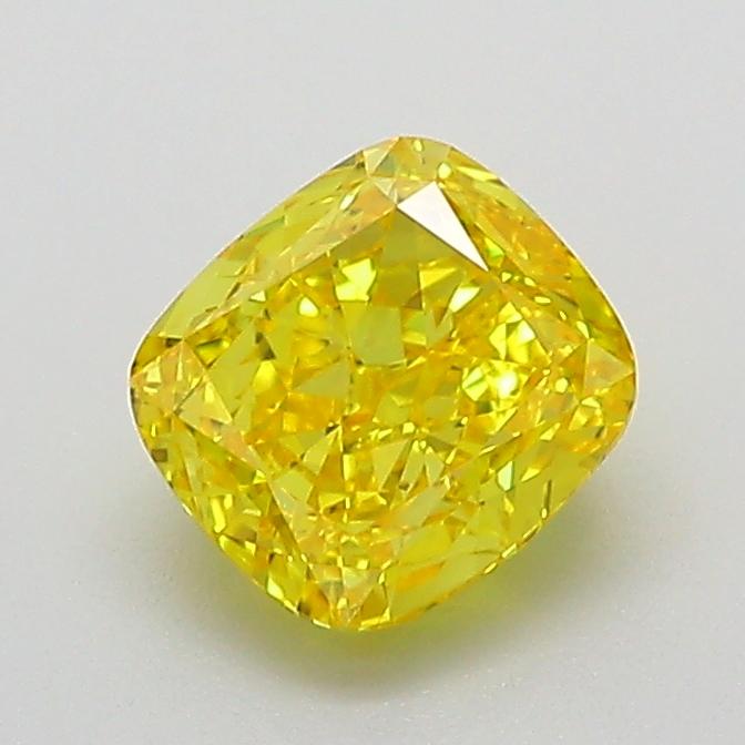 1.02 Ct. Fancy Vivid  Yellow Cushion Lab Grown Diamond