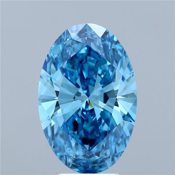 5.53 Ct. Fancy Vivid Blue Oval Lab Grown Diamond