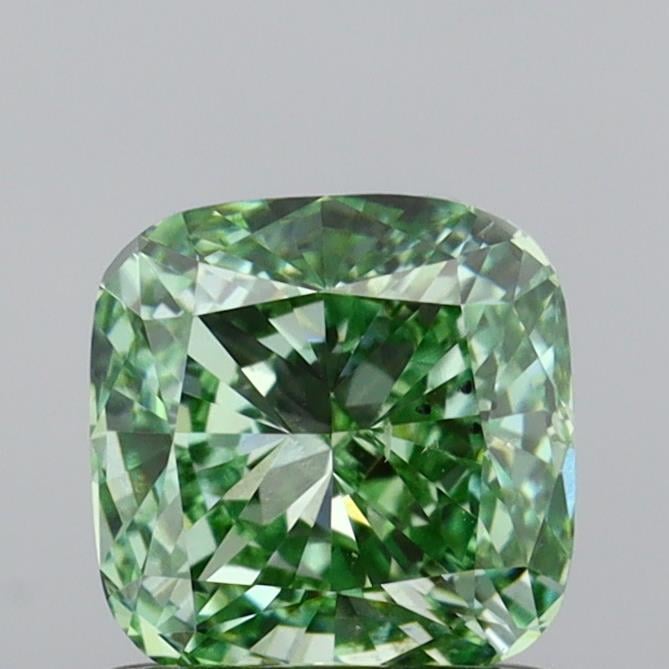 1.00 Ct. Fancy Vivid Green Cushion Lab Grown Diamond