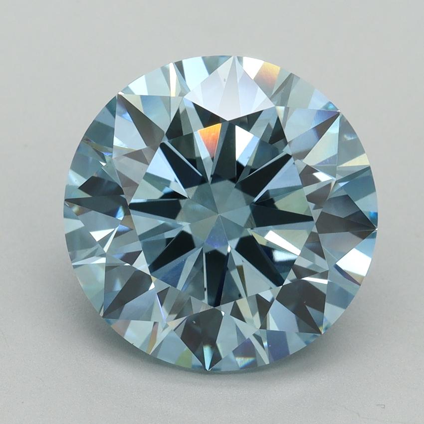 7.00 Ct. Fancy Vivid Blue Round Lab Grown Diamond