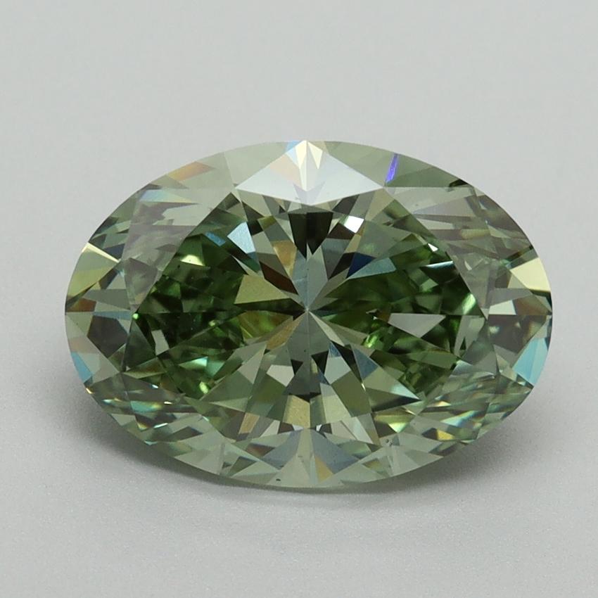3.01 Ct. Fancy Vivid Green Oval Lab Grown Diamond