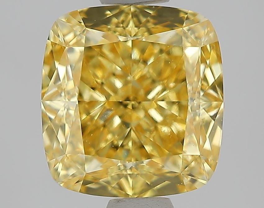2.09 Ct. Fancy Vivid Yellow Yellow Cushion Lab Grown Diamond