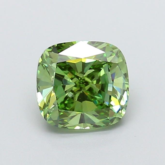 1.50 Ct. Fancy Vivid Green Cushion Lab Grown Diamond
