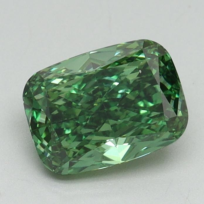 1.21 Ct. Fancy Vivid Pacific Green Cushion Lab Grown Diamond