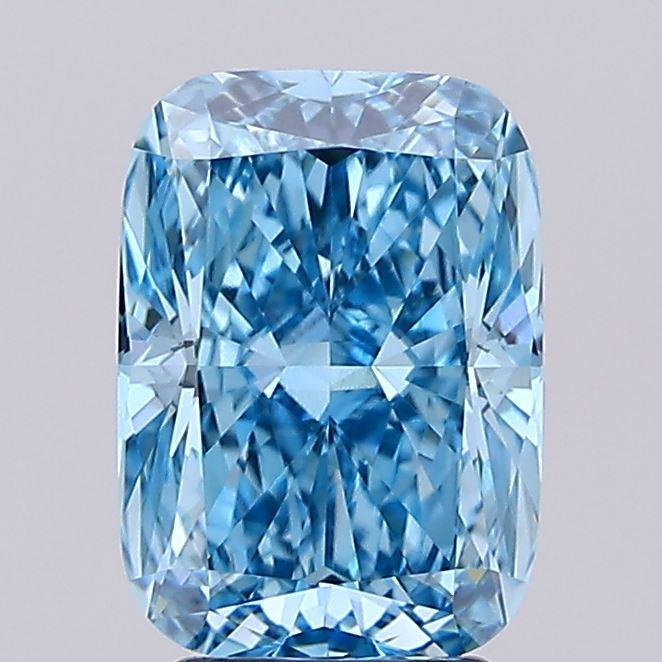 3.20 Ct. Fancy Vivid Blue Cushion Lab Grown Diamond
