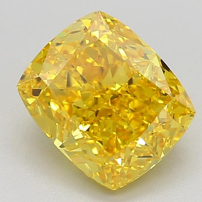 1.69 Ct. Fancy Vivid Yellow Cushion Lab Grown Diamond