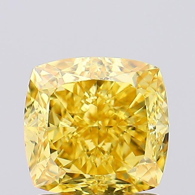 1.60 Ct. Fancy Vivid Yellow Cushion Lab Grown Diamond