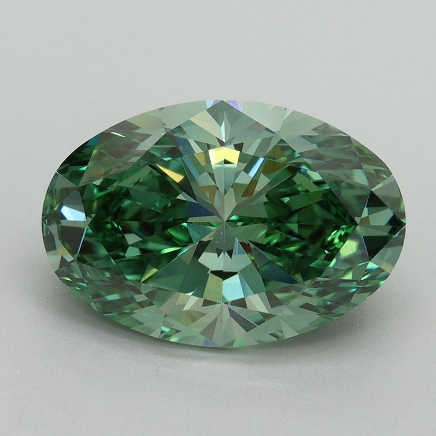 4.15 Ct. Fancy Vivid Green Oval Lab Grown Diamond