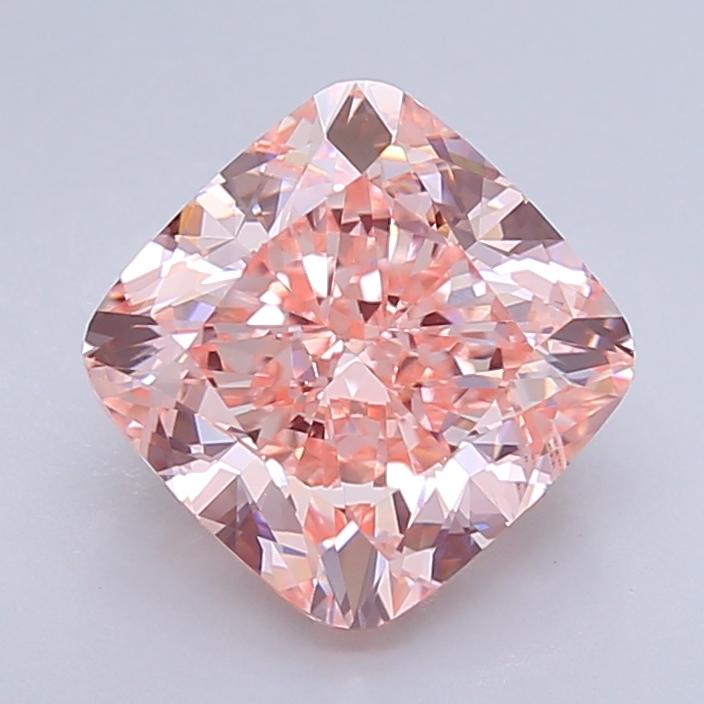 4.00 Ct. Fancy Vivid  Pink Cushion Lab Grown Diamond