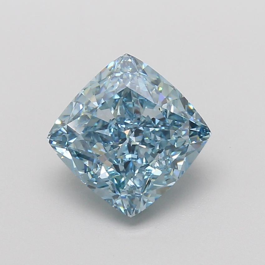 4.04 Ct. Fancy Vivid Blue Cushion Lab Grown Diamond