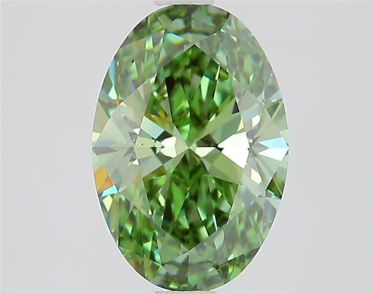 1.80 Ct. Fancy Vivid  Green Oval Lab Grown Diamond